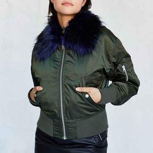 Silence Noise bomber jacket w/fuax fur collar